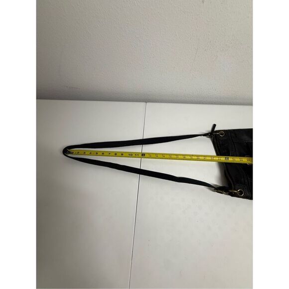 The Sac Kendra Pebbled Black Leather Crossbody Bag Adjustable Strap - Picture 9 of 12